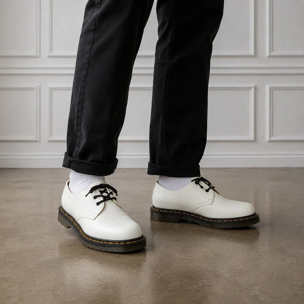 Dr. Martens 1461 White Leather 3-Eye Oxford Shoes Mens 9 Womens 10 Classic Low